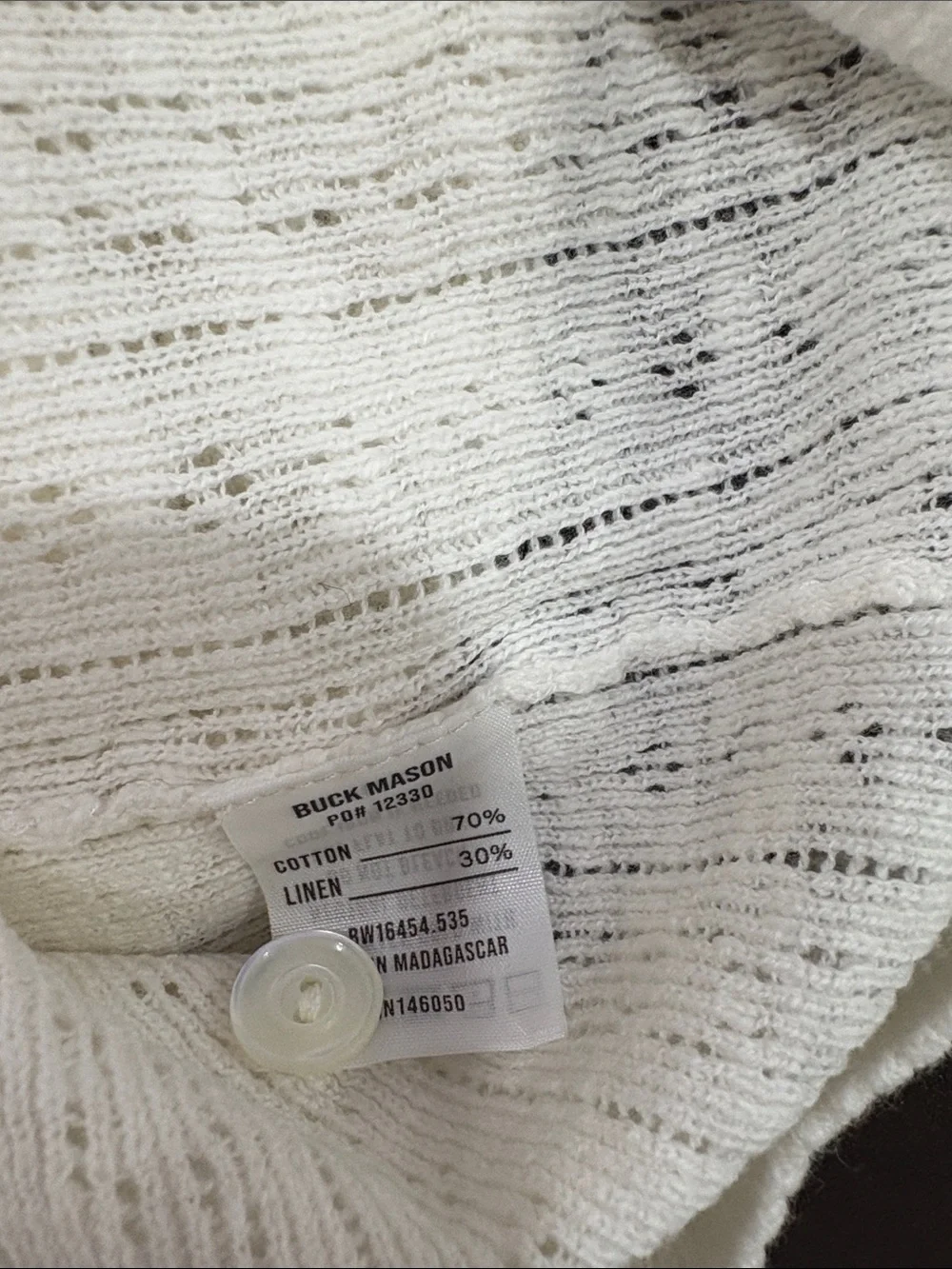 Buck Mason Soft White Coastal Linen Pointelle Polo Small Retail $138 NWT - Picture 5 of 7